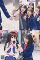 A group of young women in school uniforms posing for a picture.